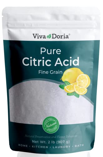 Viva Doria 100% Pure Citric Acid, Food Grade, Fine Grain, 2 lb (907 g) - size: 2 Pound (Pack of 1)