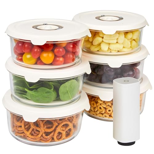 HOLDN’ STORAGE Vacuum Food Storage Containers, Set of 6 Glass Containers & Electronic Pump - Keep Food Fresh Longer, BPA-Free Glass, Leak-Proof, Ideal for Meal Prep, Marinating - size: Set of 6: Electronic Pump