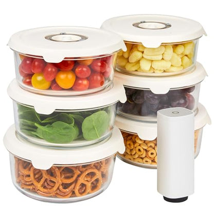 HOLDN’ STORAGE Vacuum Food Storage Containers, Set of 6 Glass Containers & Electronic Pump - Keep Food Fresh Longer, BPA-Free Glass, Leak-Proof, Ideal for Meal Prep, Marinating - size: Set of 6: Electronic Pump