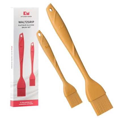 Kitchen Mama WaltzGrip Platinum Silicone Basting Pastry Brush, Yellow | Heat-Resistant, For Cooking, Baking, Grilling, Spreading Oil or Butter, Dishwasher-Safe - color: Yellow