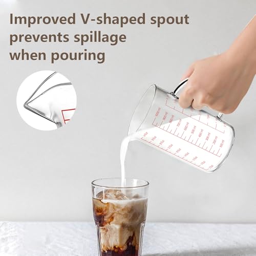 WhiteRhino Glass Measuring Cup,4Cup/1000ml/32oz Liquid Measuring Cups, Measuring Cup With Handle and V-Shaped Spout, Glass Beaker with Three Scales (OZ, Cup, ML), Dishwasher/Freezer/Microwave Safe - color: 4 Cup / 1000ml / 32oz - Glass