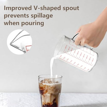 WhiteRhino Glass Measuring Cup,4Cup/1000ml/32oz Liquid Measuring Cups, Measuring Cup With Handle and V-Shaped Spout, Glass Beaker with Three Scales (OZ, Cup, ML), Dishwasher/Freezer/Microwave Safe - color: 4 Cup / 1000ml / 32oz - Glass