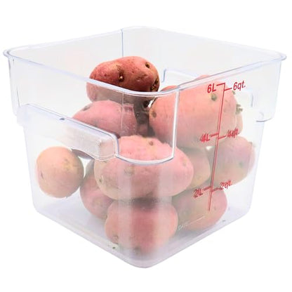 FSE Square Food Container, 6 Quart, Polycarbonate, Reusable, Clear, NSF, (LID SOLD SEPARATELY) - style: 6 Qt. Container