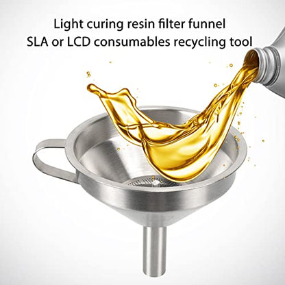 Stainless Steel Kitchen Funnel, Kitchen Funnel Food Grade Metal Funnel Multi Use Premium Metal Cooking Funnels with Strainer Brush for Filling Bottles Transferring Liquid Oil Milk