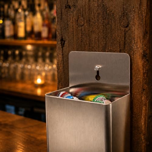 New Star Foodservice 13 Inch Stainless Steel Bottle Cap Catcher, 18/8 Wall Mount Beer Cap Holder for Bars, Restaurants, Breweries, and Home Bars