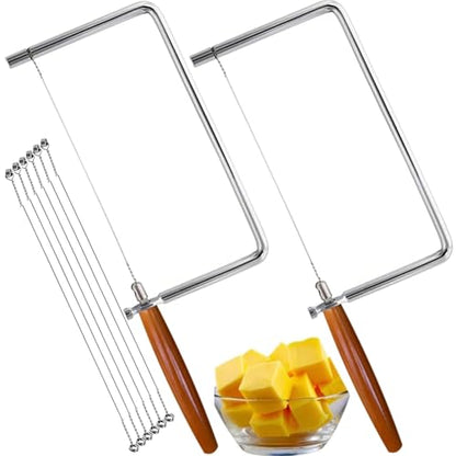 7.5in Cheese Slicer Kit Accessories Kitchen Knife Cheese Cutter Stainless Steel Components DIY for Making Giftable Cheese Cutting Boards with This Cheese Cutter Kit,Wire Cheese Slicer(2Slicer+6Wires) - size: 7.5in