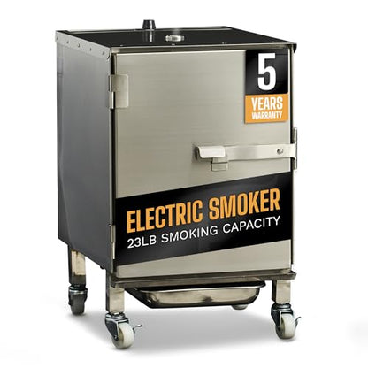 SmokinTex Lil' Tex Electric Smoker - Stainless Steel Portable Meat Smoker Grill with Temperature Control, Wood Chip Tray, and Meat Probe for BBQ, Jerky, Vegetables - size: 55 lb.