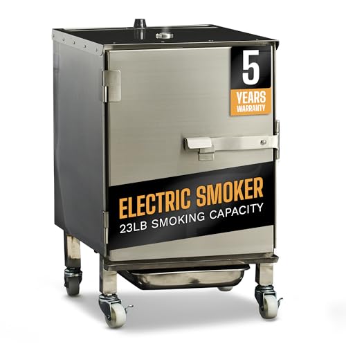 SmokinTex Lil' Tex Electric Smoker - Stainless Steel Portable Meat Smoker Grill with Temperature Control, Wood Chip Tray, and Meat Probe for BBQ, Jerky, Vegetables - size: 55 lb.