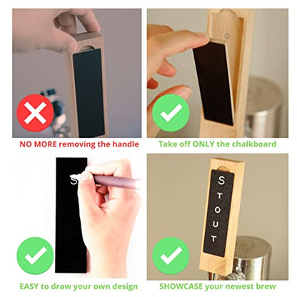 Beer Tap Handle with Removable Chalkboard - Mini 5.5 Inch Beech Wooden Tap Handle with a Convenient Removable Magnetic Chalkboard for Kegerators, Bar Taps, Homebrewers, and Draft Beer, by Gonbae
