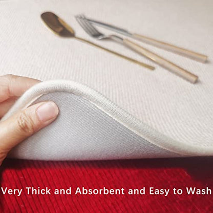 Dish Drying Mats for Kitchen Counter, 2 Pack Dish Drying Pads Dish Rack Mat Drying Pink Kitchen Mat (Beige-2) - color: Beige-2