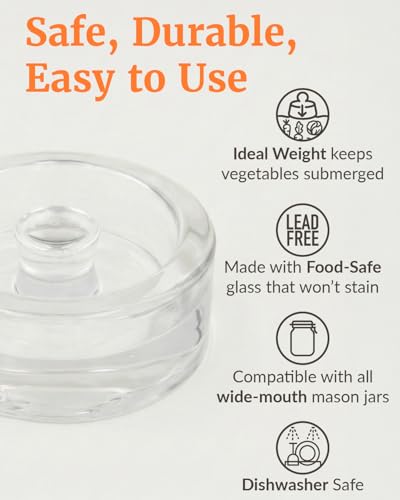 Elementi Glass Fermentation Weights Set of 6 - Easy Grip Glass Fermenting Weights, Perfect Fit for Wide Mouth Mason Canning Jars, Highly Durable Fermentation Kit for Sauerkraut, Kimchi & More - style: Set of 6 Weights