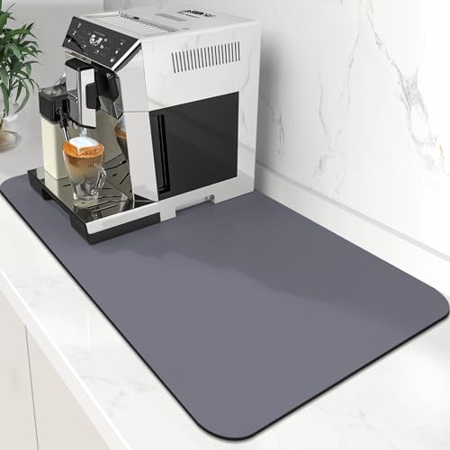 WISELIFE Coffee Mat Super Absorbent Dish Drying Mat - Large Drying Mats for Kitchen Counter 16" W x 24" L, Grey - color: Gray, size: 16" x 24"