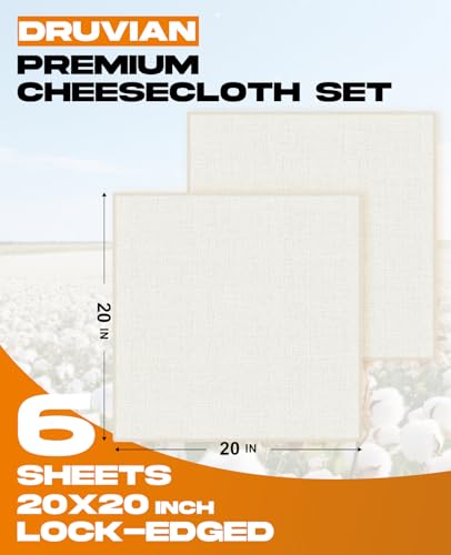 High-Grade 100 Cheesecloth – 6-Pack, Soft & Durable 20x20 Inch Cotton, Lock-Edged, Reusable for Cooking, Straining, and Cheesemaking - color: 6Pcs