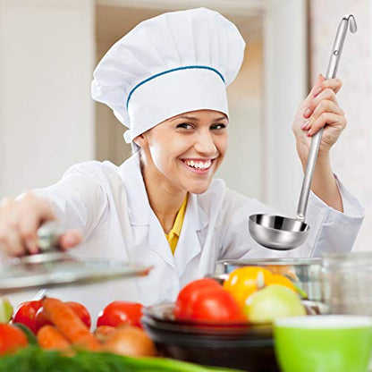 meekoo Stainless Steel Ladle Soup Handle Ladle with Pouring Rim for Kitchen Cooking Soup Sauce - size: 5 oz