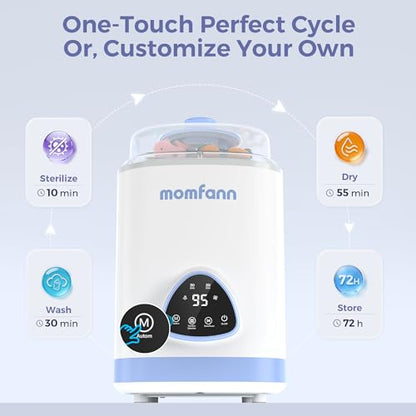 MOMFANN EasePure Pro Baby Bottle Washer, Upgraded 4-in-1 Bottle Washer and Sterilizer and Dryer, Deep Clean for Bottles, Pump Parts & Baby Essentials, Time-Saving Effortless Baby Care - size: Standard