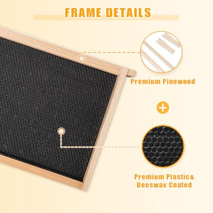 POLLIBEE 8 Frame Beehive Beeswax Coated Langstroth Bee Hives Include 1 Deep Boxes and 1 Medium Bee Box with Beehive Frames and Foundations(Unassembled) - size: 8 Frame-2L