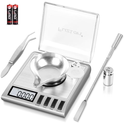 Fuzion Digital Milligram Scale, 50g/0.001g Powder Scale with 6 Accessories | Includes Calibration Weights, Mg Scale for Powder, Supplement, Jewelry, Capsule Filling, Reloading - color: Silver