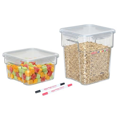 2 Pack Commercial Food Storage Container Set, 2 QT & 4 QT Airtight Clear Containers, Stackable Kitchen Storage Containers for Spices, Coffee Beans, Sugar and Dry Ingredients, Tall Model - size: 2.0(QT)+4.0(QT)-Tall