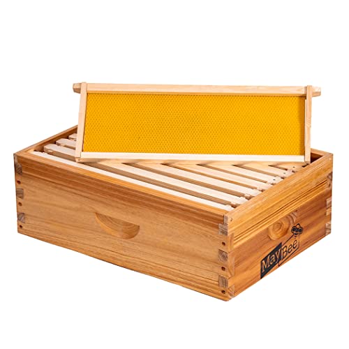 8-Frame Beehive Box Langstroth Medium Super Bee Box for Sale Wax Coated Bee Hives Includes Wooden Frames & Waxed Foundations - style: Assembled