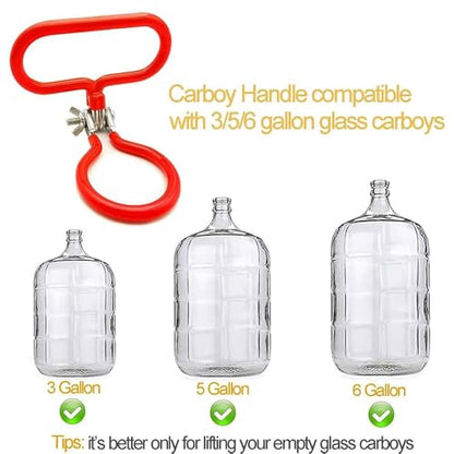 Heavy Duty Carboy Handle 2 Pack - Stainless Steel With Silicone Grip for 3/5/6/6.5 Gallon Glass Carboys - Homebrew Beer & Wine Fermenting Accessory