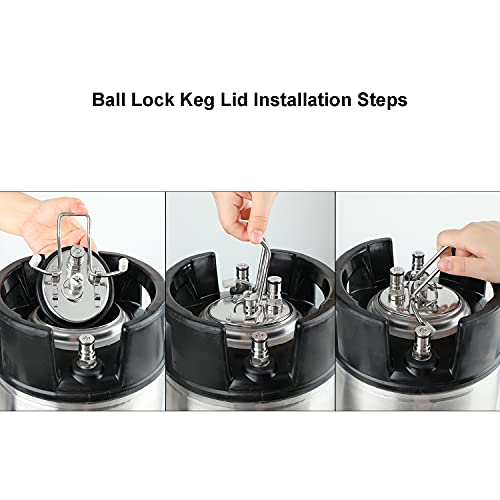 Corny Carbonation Keg Lid, Cornelius Soda Keg Lids for Quick Forced Carbonation, Ball Lock Keg Lid with Diffusion Stone, Pressure Relief Valve, Clamp and Tube for Homebrew Beer and Beverage