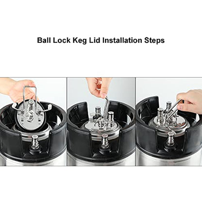 Corny Carbonation Keg Lid, Cornelius Soda Keg Lids for Quick Forced Carbonation, Ball Lock Keg Lid with Diffusion Stone, Pressure Relief Valve, Clamp and Tube for Homebrew Beer and Beverage
