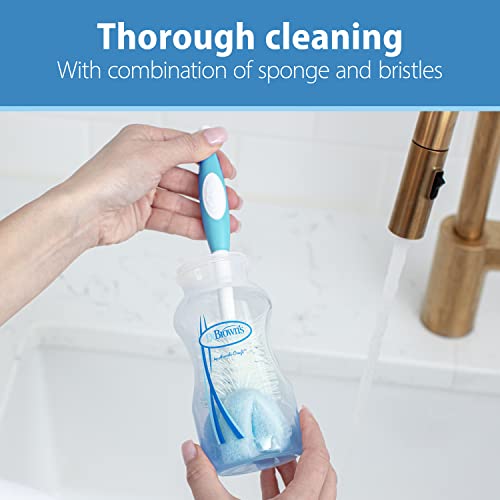 Dr. Brown's Reusable Sponge Baby Bottle Cleaning Brush with Suction Cup Stand, Scrubber and Nipple Cleaner, BPA-Free, Blue, 1-Pack - color: Blue Bottle Brush, size: 1-Pack