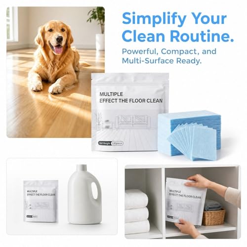 100 Piece Floor Cleaning Tablets, Multi-Surface Cleaner, Water Soluble Floor Cleaner for for Hardwood, Tile, Laminate Floors, Home Cleaning for Kitchen, Bathroom & Living Room