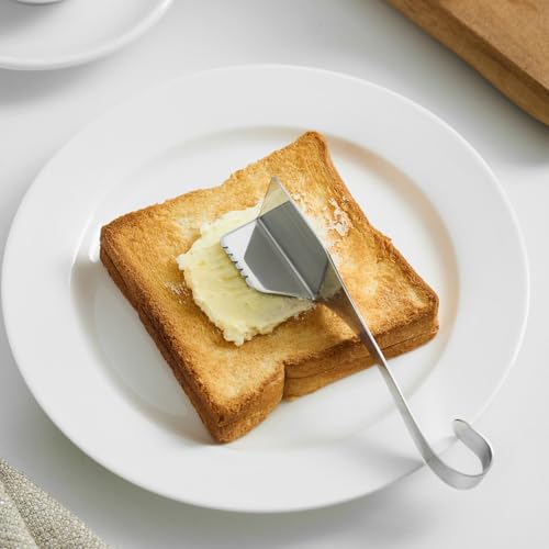 WAGENSTEIGER SUS304 Stainless Steel Butter Knife with Built-In Cutter & Spreader, Cheese Slicer, Hanging Hook, Multifunction Kitchen Tool, 155 × 40 mm (6.1 × 1.57 in)