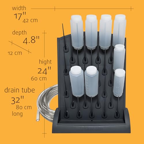 Bottle Drying Rack Kitchen Organizer, Wall Mounted Commercial Dryer for Squeeze Sauce Bottles Glassware, Lab Drying Racks, Test Tube Holder, Sink Drain Rack (32 Pegs) - size: 32 Pegs