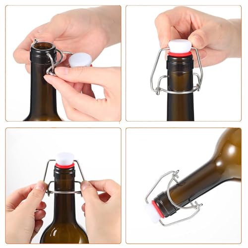 TopHomer 3 Pcs Swing Top Glass Bottle Caps Airtight Flip Top Replacement Caps with Silicone Gasket for Beer, Soda, Home Brew and Other Liquids