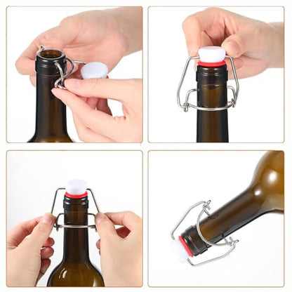 TopHomer 3 Pcs Swing Top Glass Bottle Caps Airtight Flip Top Replacement Caps with Silicone Gasket for Beer, Soda, Home Brew and Other Liquids