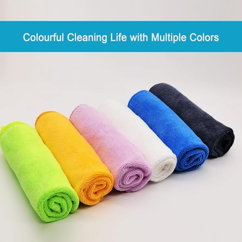 Microfiber Cleaning Cloths, Lint Free Reusable Towels for Kitchen, Glass, Windows, Mirrors, Car Detailing & Household Cleaning, Ultra Absorbent Quick Dry Cleaning Rags, 12" x 12", Purple - color: Purple