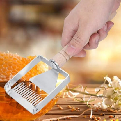 Bee Tool Honey Uncapping Tool Honey Stainless Steel Scraper Beekeeping Tine Uncapping Fork with Ergonomic Wooden Handle for Efficient Extraction