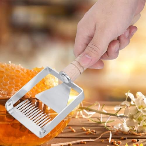 Bee Tool Honey Uncapping Tool Honey Stainless Steel Scraper Beekeeping Tine Uncapping Fork with Ergonomic Wooden Handle for Efficient Extraction