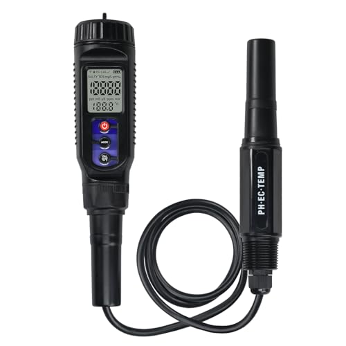 pH Meter for Food 3-in-1 Digital pH EC Temperature Meter with ATC, Food pH Tester for Checking Fermentation/Bread Dough/Sausages, Waterproof pH Probe Meter for Cosmetics, Solid and Soft Soil Sample