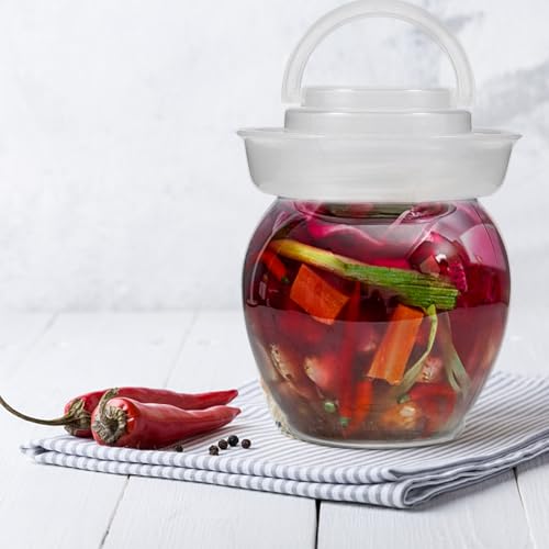 Veemoon 6pcs 200ml Fermenting Pickle Jars with Sealing Airlock, Household Vegetable Pickling Containers for Kitchen Food Storage