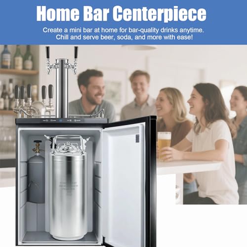 MRbrew New 5 Gallon Ball Lock Keg, Stainless Steel Corny Keg with Two Ball Lock Keg Fittings & Gasket Set, Double Ball Lock Post Beer Keg For Draft, Homebrew, Craft Beer, Cold Brew Keg for Party
