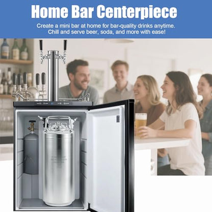 MRbrew New 5 Gallon Ball Lock Keg, Stainless Steel Corny Keg with Two Ball Lock Keg Fittings & Gasket Set, Double Ball Lock Post Beer Keg For Draft, Homebrew, Craft Beer, Cold Brew Keg for Party