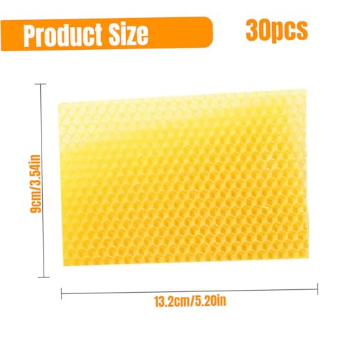 Beeswax Sheets For Candle Making,Beeswax Sheets 30Pcs Beeswax Foundation Sheets 5.2x3.5'' Wax Foundation for Bee Frames Natural Honeycomb Sheets Beeswax Sheets for Candle Making Beekeeping Supplies