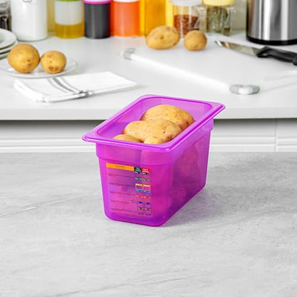 Restaurantware Food Storage Container 1 Pack of 3.9 qt Plastic Stackable Microwave-Safe Bin Dishwasher Safe Freezer Safe Purple Containers for Kitchen Storage - size: 1/4 Size