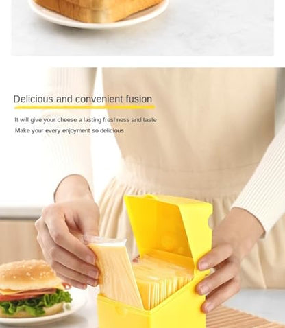 Cheese shaped fresh-keeping box ABS flip refrigerator storage box 300ML cheese slice special box, low-temperature resistant food box (yellow/white optional) - color: ABS flip cheese box (yellow)
