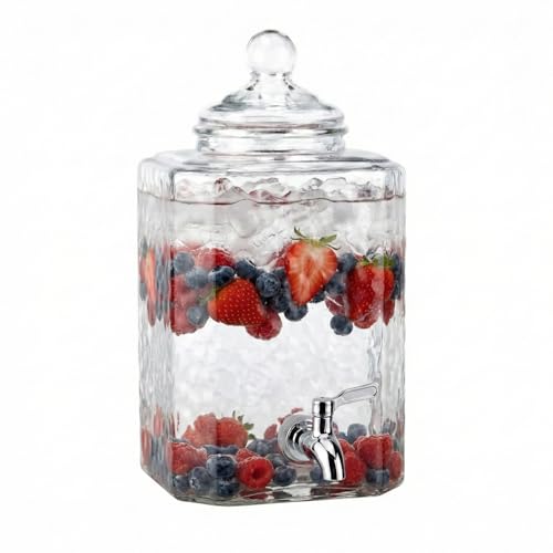 Style Setter Homestead Beverage Dispenser Cold Drink Dispenser w/ 2.5-Gallon Capacity Glass Jug, Leak Proof Acrylic Spigot Great for Parties, Weddings & More | Dispenser Set for Parties, Weddings Perfect w/ Cold Drinks, Lemonade, Cocktails, Juice – Party