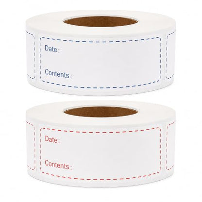 1 X 3 Inch Food Labels, Removable Freezer Labels for Kitchen, 2 Rolls 600 Pieces Date Label Stickers, Easy to Write On, No Residue