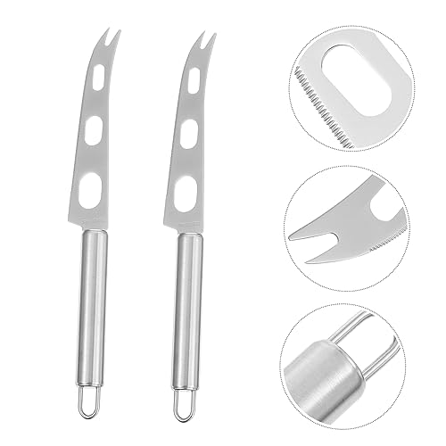 BESPORTBLE 2pcs Stainless Steel Cheese Knife Ergonomic Butter Spatula and Pizza Cutter Kitchen Baking Tool for Easy Spreading and Slicing