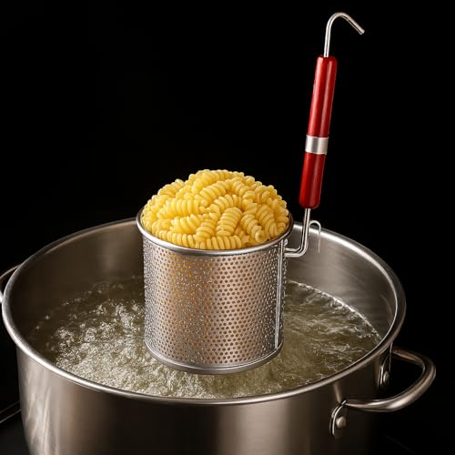 3PCs Mesh Pasta Basket Food Strainer Insert For Pot, Colander with Round Wooden Handle Stainless Steel Mesh Spider Strainer for Pasta Noodles Dumpling Vegetable - size: 5.5inches（diameter）