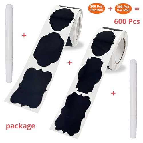Assorted Black Chalkboard Labels, 60x40mm, for Storage Bins, Containers, and Pantry Organization (Chalkboard Labels 600Pcs 3X5cm Black) - size: 600 PCS, 3x5cm
