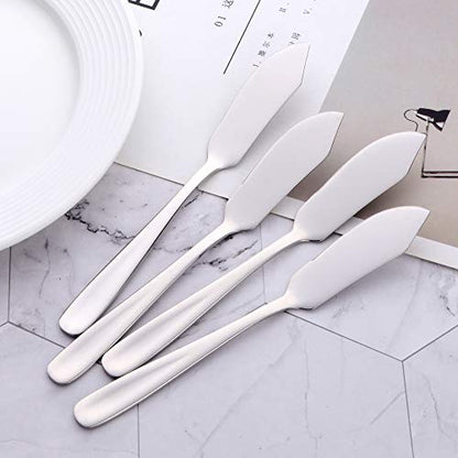 Stainless Steel 18/10 Cheese Desert Knives, Set of 4, Baikai Breakfast Butter Knife, Slicer Sandwich Spreader (Silver) - color: Silver