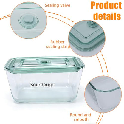 3L/101 oz Sourdough Starter Jar, Sourdough Bread Baking Supplies, Wide Mouth Glass Jar with Airtight Lid, Sour Dough Tools Kit, Food Storage Container for Kitchen Countertop, Rectangle, Clear - size: Rectangle