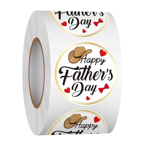 Louise Maelys Happy Fathers Day Stickers 1.5 Inch - Father Day Gift Labels DIY Father’s Day Decorations Hat and Heart Design, Waterproof, Residue-Freefor Cards, Crafts & Gifts - color: Color 3